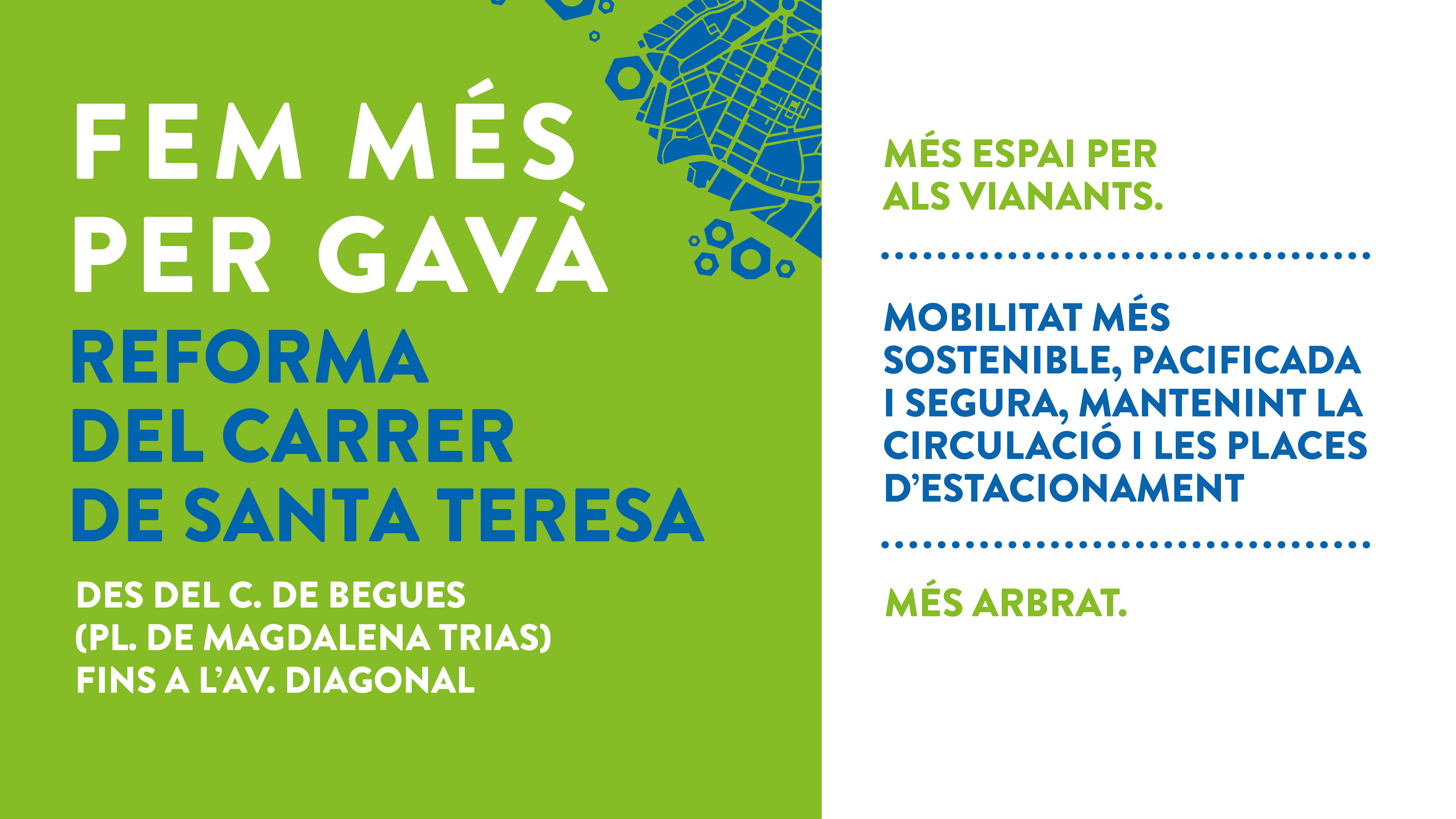 El carrer de Santa Teresa es transforma en un espai més sostenible, més verd i més segur